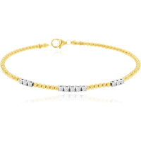 14K Yellow Gold Diamond Station Bangle Bracelet with Round Brilliant Cut Diamonds in White Gold Box Settings - 0.35 Carat Total Diamond Weight - Royal Jewelry