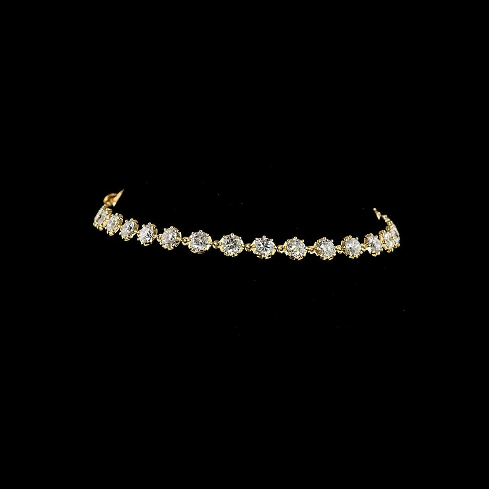 14K Yellow Gold Diamond Station Bracelet with 29 Round Brilliant Cut Natural Diamonds - 4.34 Carat Total Weight, E-F Color VS+ Clarity - Covaloro Fine Jewelry
