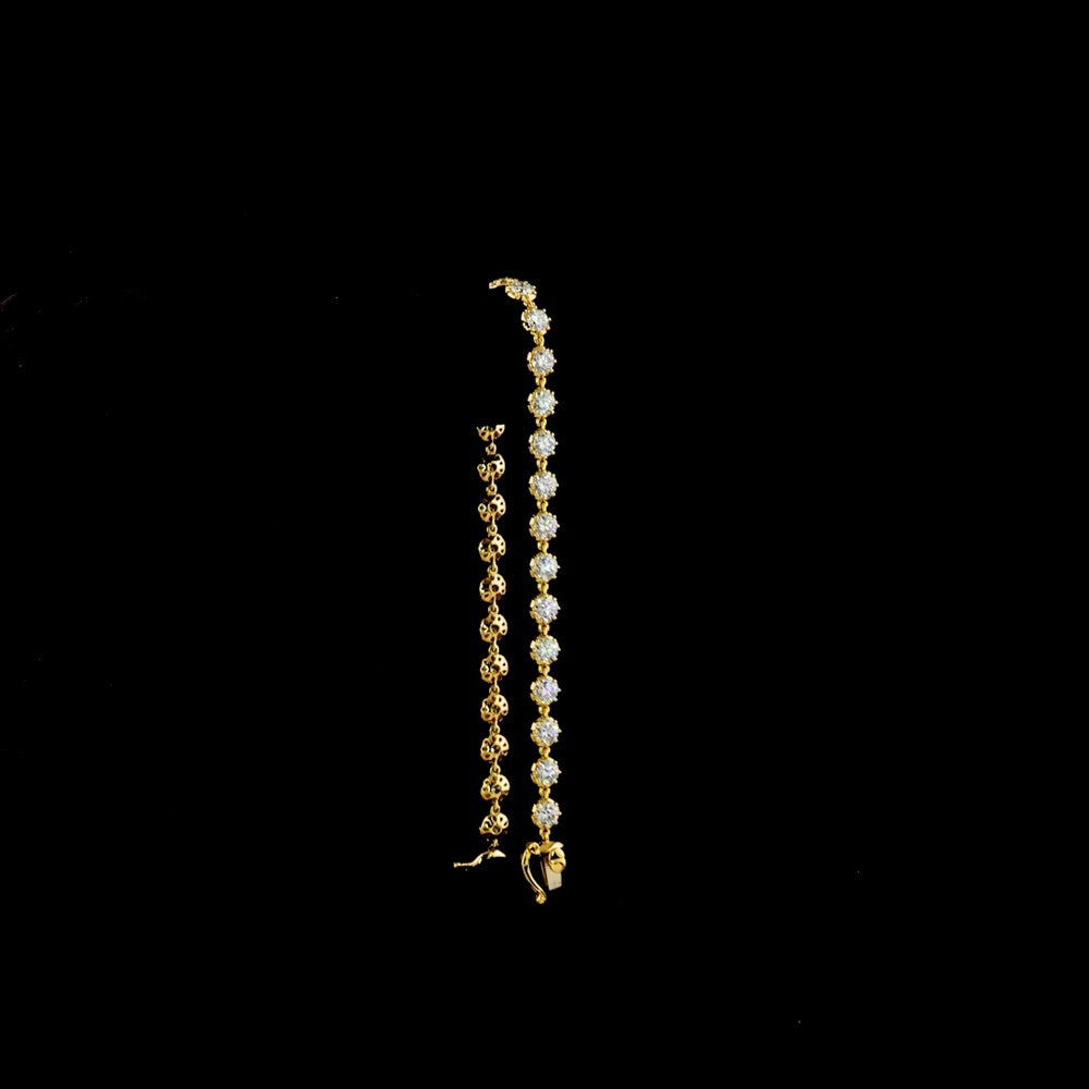 14K Yellow Gold Diamond Station Bracelet with 29 Round Brilliant Cut Natural Diamonds - 4.34 Carat Total Weight, E-F Color VS+ Clarity - Covaloro Fine Jewelry
