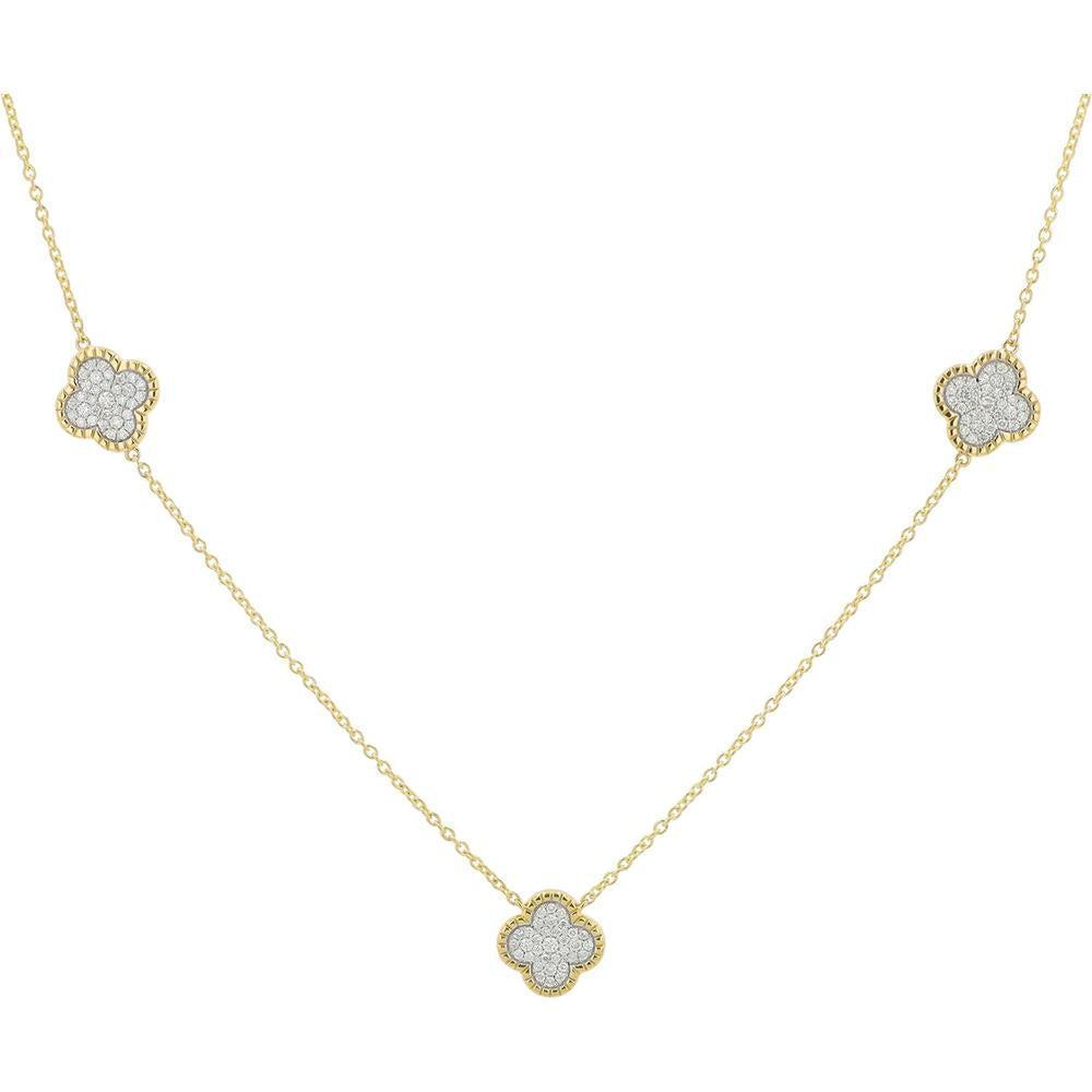 14K Yellow Gold Diamond Station Necklace with 0.35 Carat Total Diamond Weight