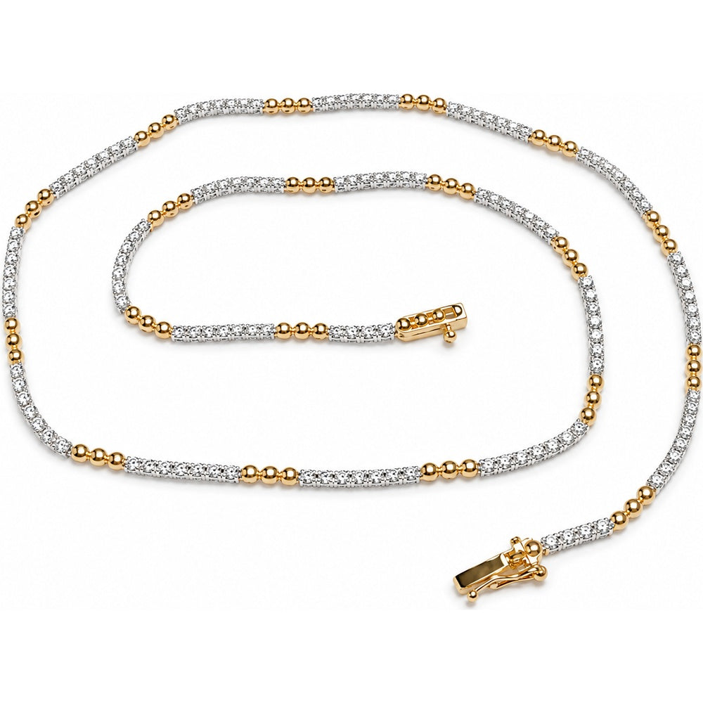 14K Yellow Gold Diamond Station Necklace with Round Diamonds - 3.59 Carat Total Diamond Weight by Auriventus