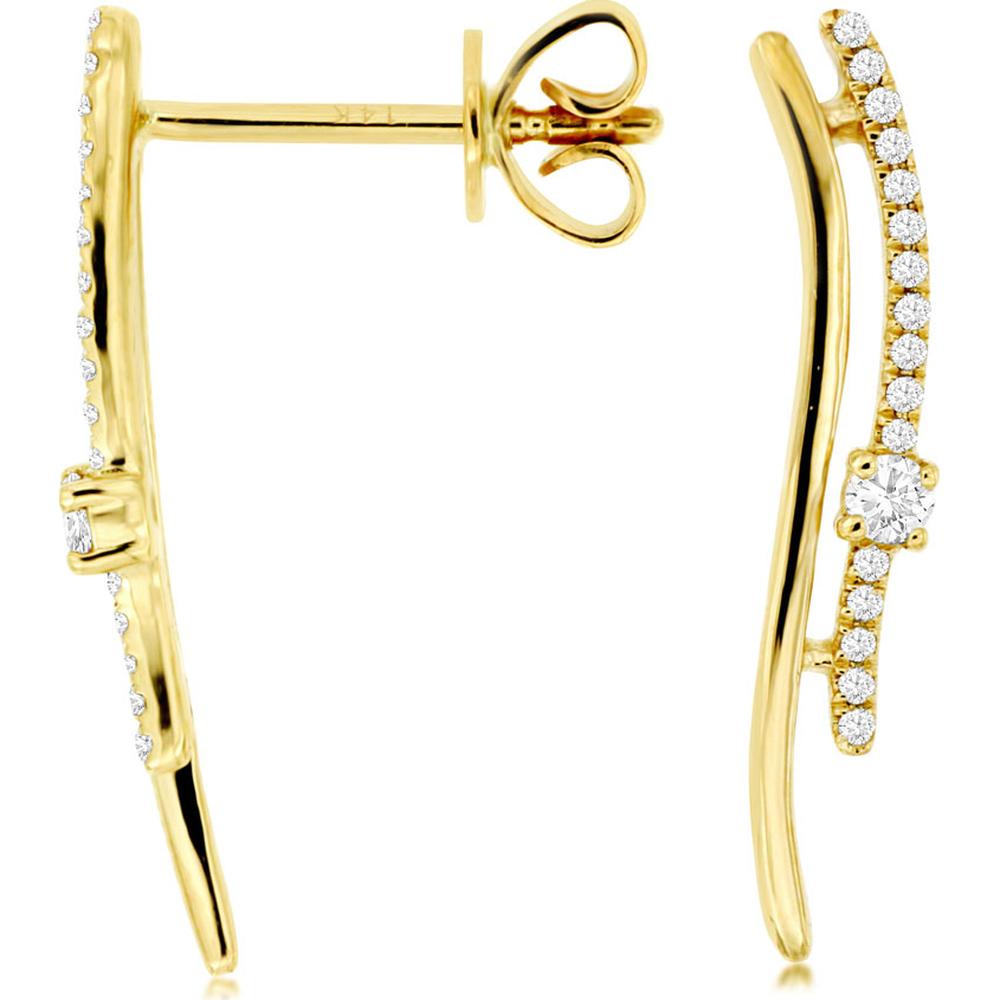 14K Yellow Gold Diamond Stud Earrings - 0.13 Carats Total Diamond Weight