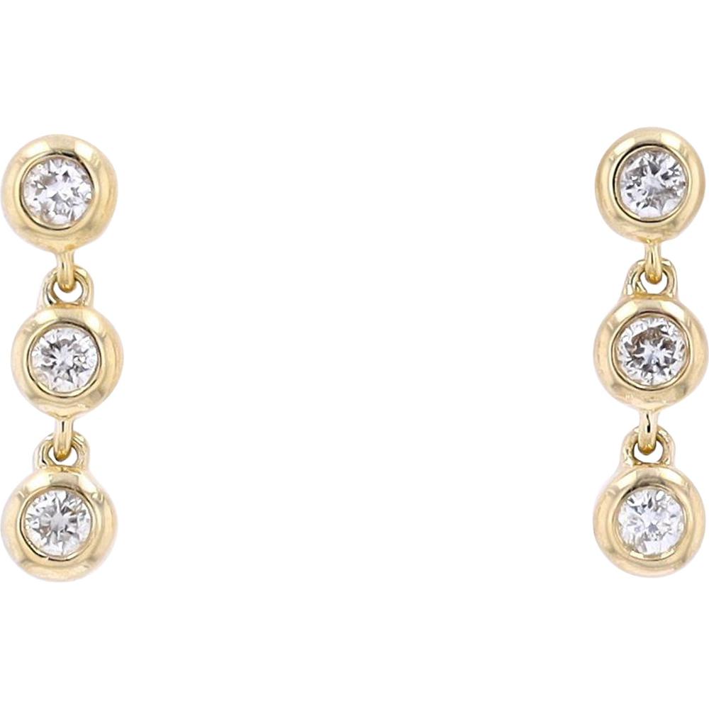 14K Yellow Gold Diamond Stud Earrings with 0.18 Carats Total Diamond Weight
