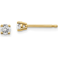14K Yellow Gold Diamond Stud Earrings with 0.25 Carat Round Faceted Diamonds by 0