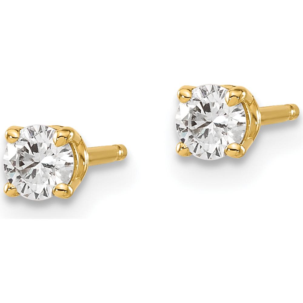 14K Yellow Gold Diamond Stud Earrings with 0.25 Carat Round Faceted Diamonds by 0