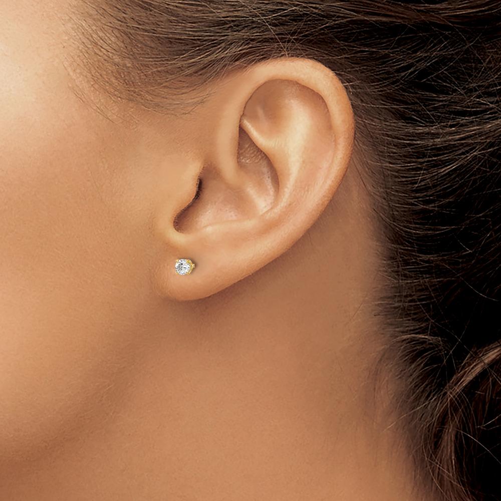 14K Yellow Gold Diamond Stud Earrings with 0.25 Carat Round Faceted Diamonds by 0