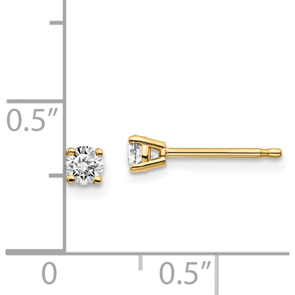 14K Yellow Gold Diamond Stud Earrings with 0.25 Carat Round Faceted Diamonds by 0