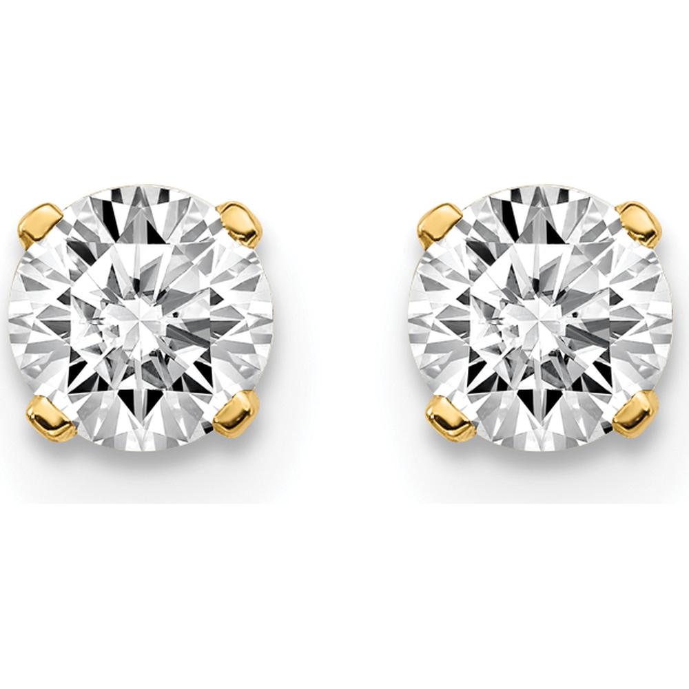14K Yellow Gold Diamond Stud Earrings with 0.60 Carat Round Brilliant Diamonds - I1 Clarity by 0