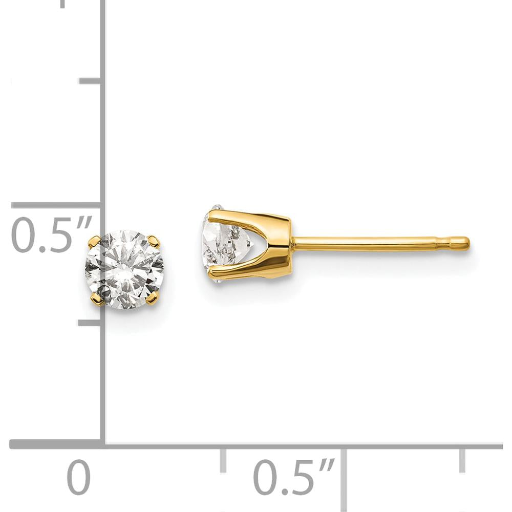 14K Yellow Gold Diamond Stud Earrings with 0.60 Carat Round Brilliant Diamonds - I1 Clarity by 0