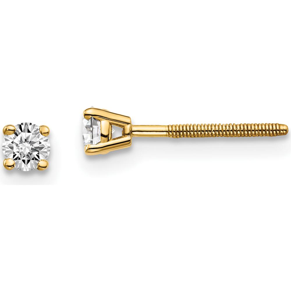 14K Yellow Gold Diamond Stud Earrings with Round Cut Diamonds - 0.20 Carat Total Diamond Weight by 0