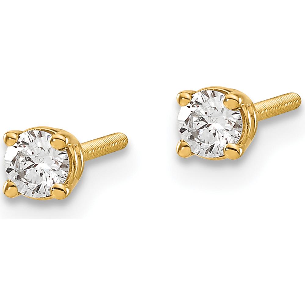 14K Yellow Gold Diamond Stud Earrings with Round Cut Diamonds - 0.20 Carat Total Diamond Weight by 0