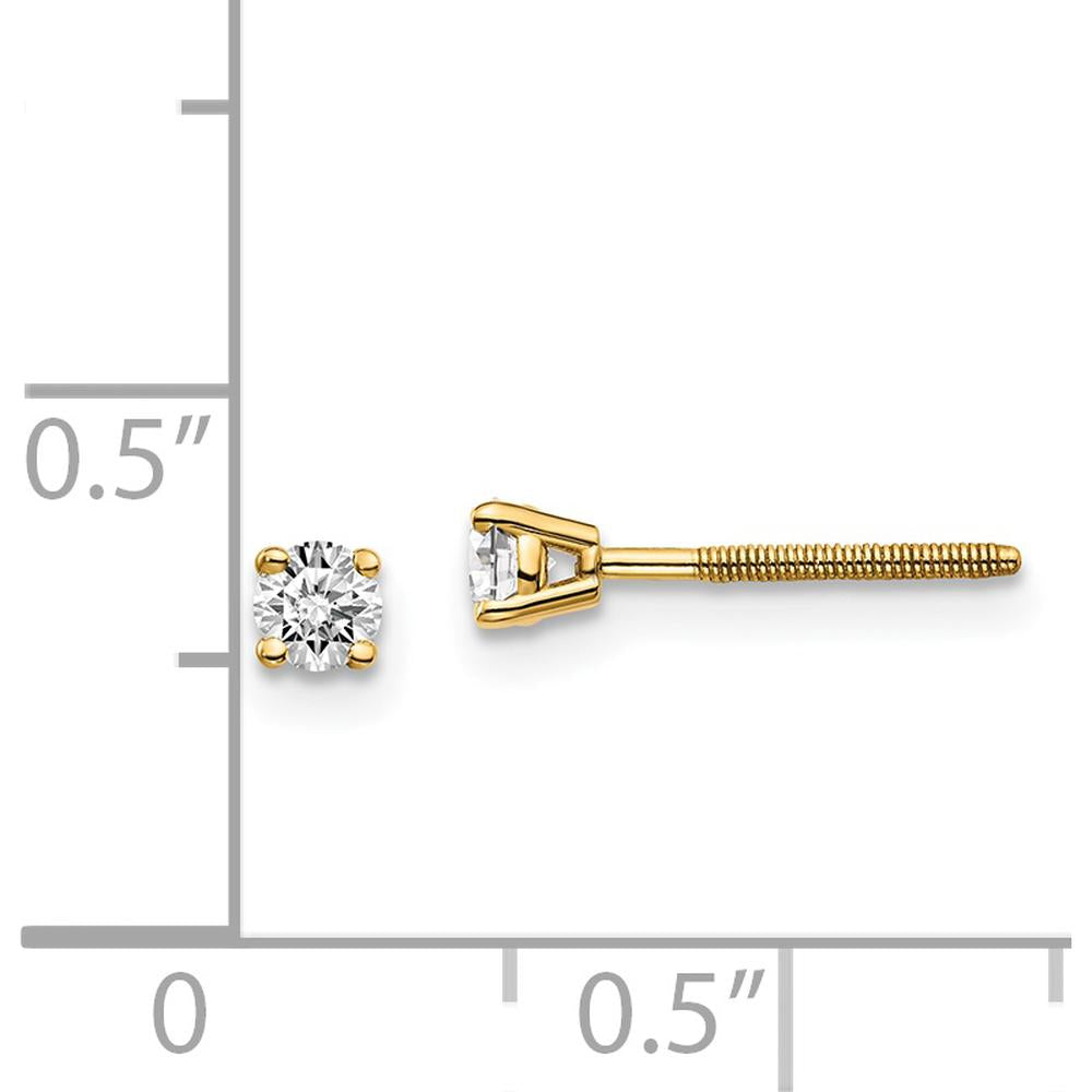 14K Yellow Gold Diamond Stud Earrings with Round Cut Diamonds - 0.20 Carat Total Diamond Weight by 0
