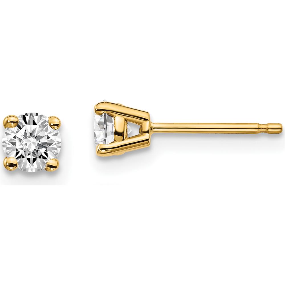 14K Yellow Gold Diamond Stud Earrings with Round Cut Diamonds - 0.30 Carat Total Diamond Weight by 0