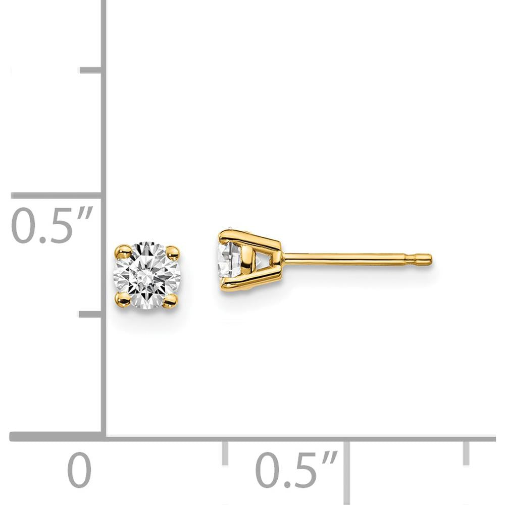 14K Yellow Gold Diamond Stud Earrings with Round Cut Diamonds - 0.30 Carat Total Diamond Weight by 0