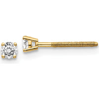 14K Yellow Gold Diamond Stud Thread Earrings with 0.15 Carat Round Brilliant Diamonds by 0