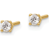14K Yellow Gold Diamond Stud Thread Earrings with 0.15 Carat Round Brilliant Diamonds by 0