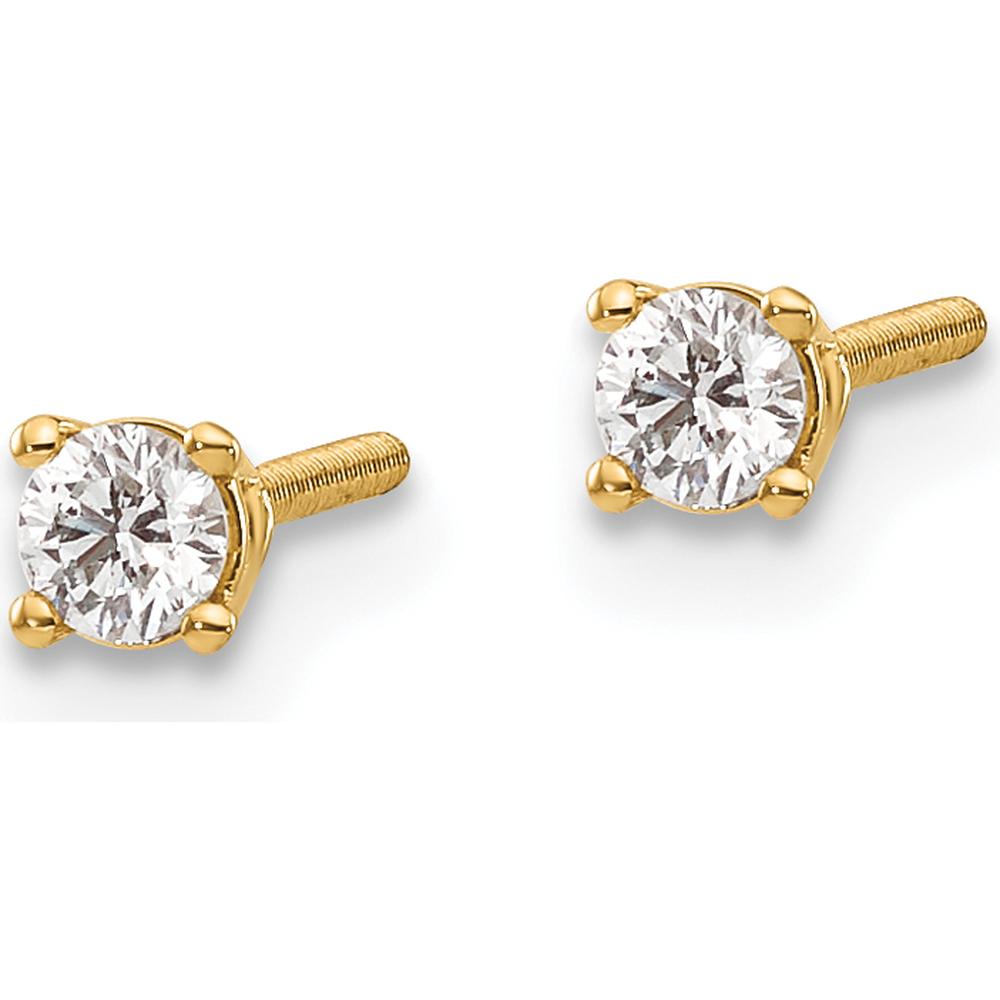 14K Yellow Gold Diamond Stud Thread Earrings with 0.15 Carat Round Brilliant Diamonds by 0