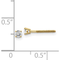 14K Yellow Gold Diamond Stud Thread Earrings with 0.15 Carat Round Brilliant Diamonds by 0