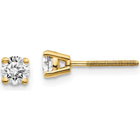 14K Yellow Gold Diamond Stud Thread On/Off Post Earrings - 0.50 Carat Total Diamond Weight by 0