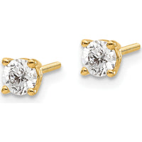 14K Yellow Gold Diamond Stud Thread On/Off Post Earrings - 0.50 Carat Total Diamond Weight by 0