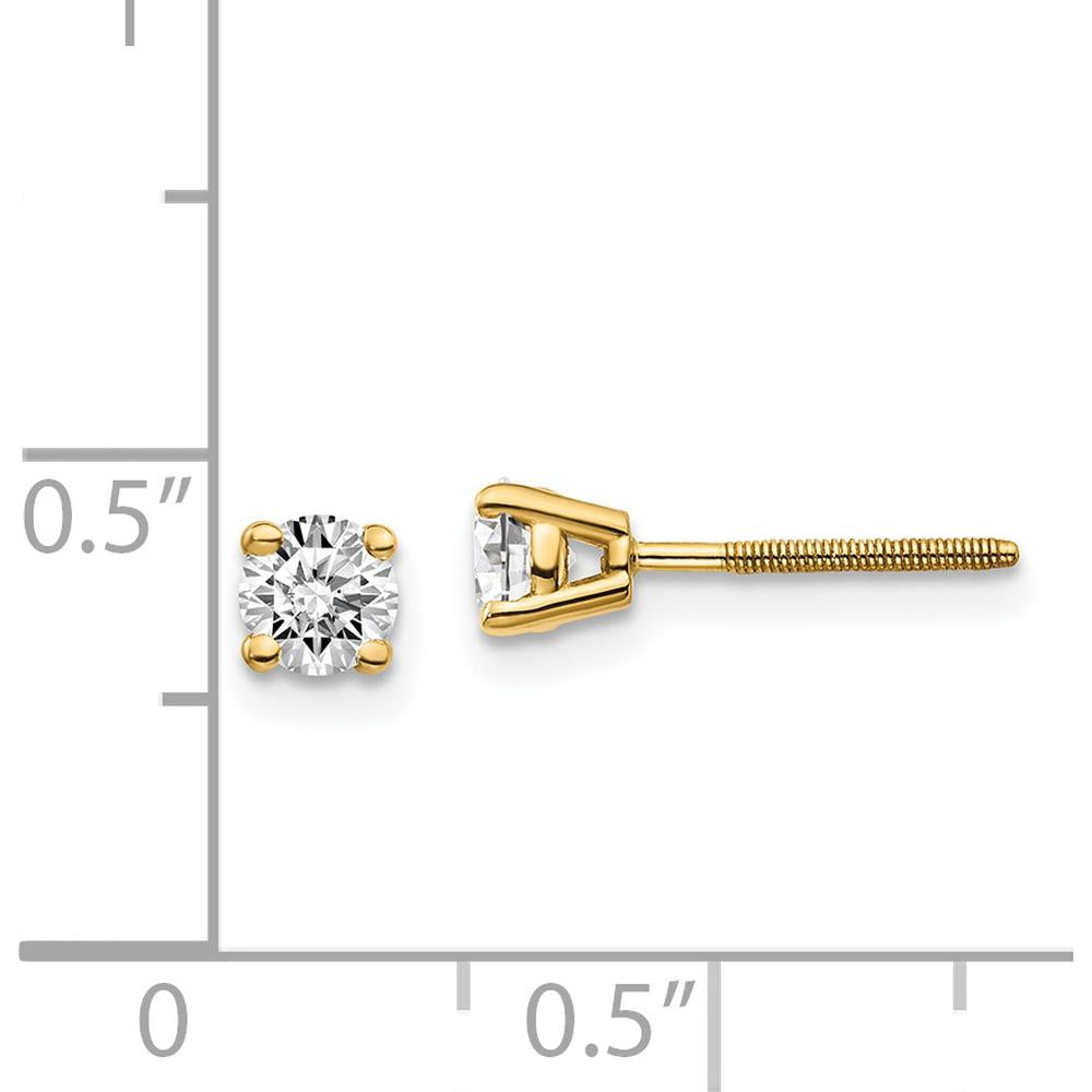 14K Yellow Gold Diamond Stud Thread On/Off Post Earrings - 0.50 Carat Total Diamond Weight by 0