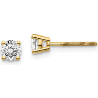 14K Yellow Gold Diamond Stud Thread Post Earrings - 0.60 Carat Total Diamond Weight by 0