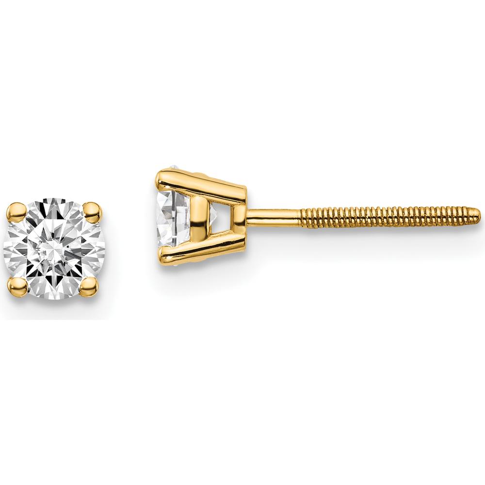 14K Yellow Gold Diamond Stud Thread Post Earrings - 0.60 Carat Total Diamond Weight by 0