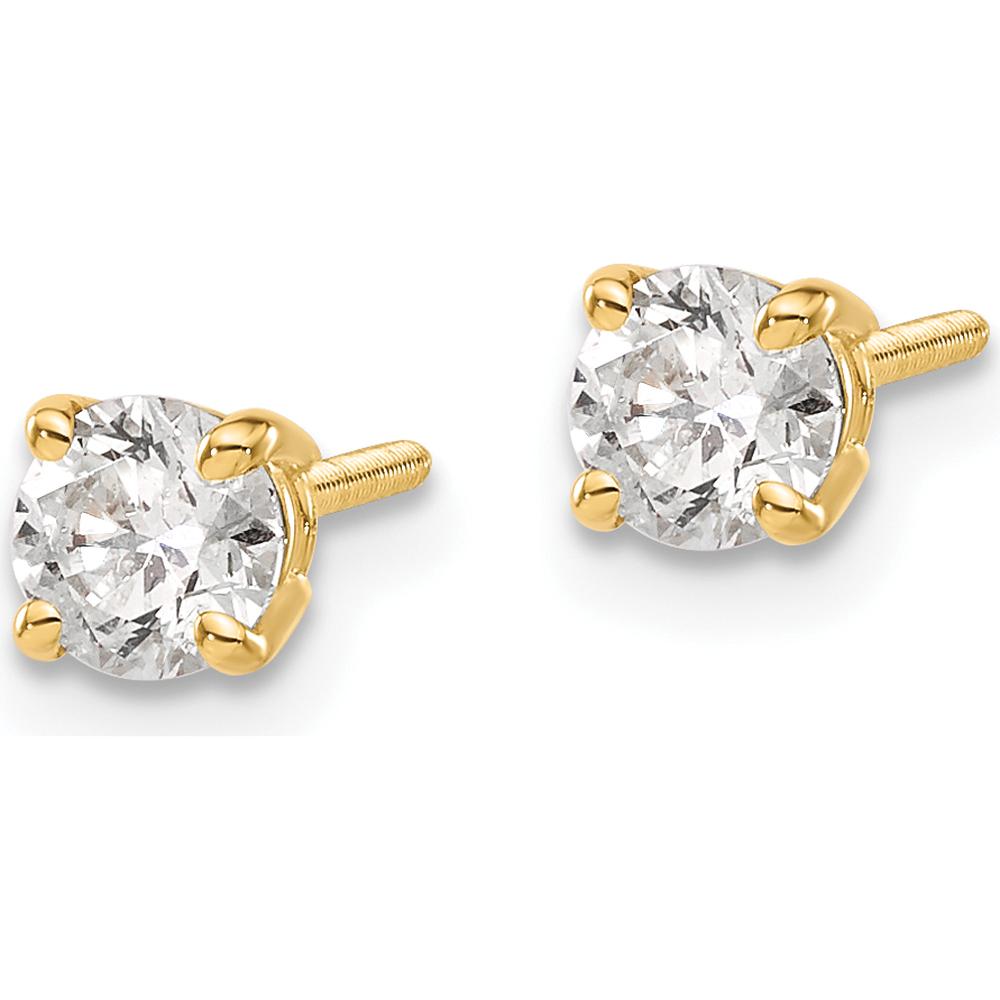 14K Yellow Gold Diamond Stud Thread Post Earrings - 0.60 Carat Total Diamond Weight by 0
