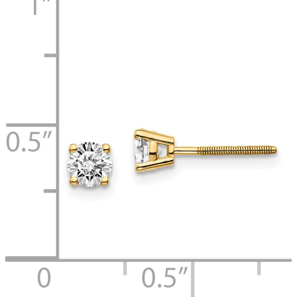 14K Yellow Gold Diamond Stud Thread Post Earrings - 0.60 Carat Total Diamond Weight by 0