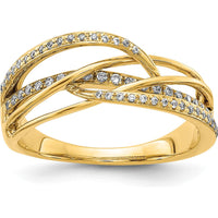 14K Yellow Gold Diamond Swirl Ring with 55 Round-Cut Natural Diamonds - 0.019 Carat Total Diamond Weight by 0