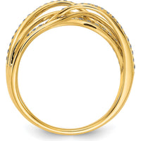 14K Yellow Gold Diamond Swirl Ring with 55 Round-Cut Natural Diamonds - 0.019 Carat Total Diamond Weight by 0
