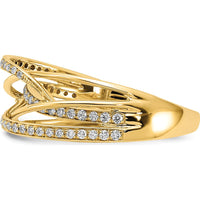 14K Yellow Gold Diamond Swirl Ring with 55 Round-Cut Natural Diamonds - 0.019 Carat Total Diamond Weight by 0