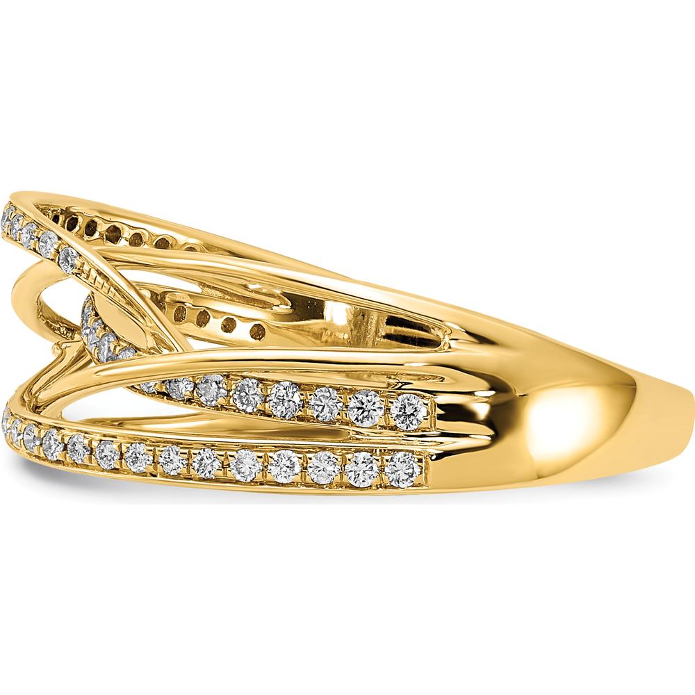 14K Yellow Gold Diamond Swirl Ring with 55 Round-Cut Natural Diamonds - 0.019 Carat Total Diamond Weight by 0