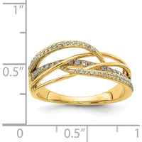 14K Yellow Gold Diamond Swirl Ring with 55 Round-Cut Natural Diamonds - 0.019 Carat Total Diamond Weight by 0