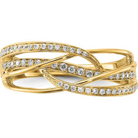 14K Yellow Gold Diamond Swirl Ring with 55 Round-Cut Natural Diamonds - 0.019 Carat Total Diamond Weight by 0