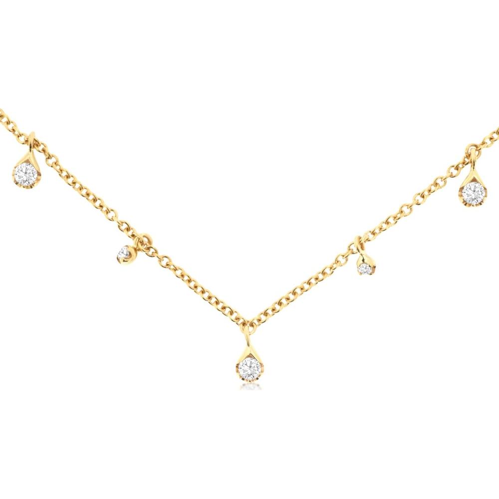 14K Yellow Gold Diamond Teardrop Necklace - 0.33 Carats Total Diamond Weight