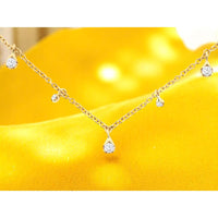 14K Yellow Gold Diamond Teardrop Necklace - 0.33 Carats Total Diamond Weight
