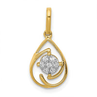 14K Yellow Gold Diamond Teardrop Pendant with Round Diamonds - 0.015 Carat Total Diamond Weight by Monteluci Fine Jewelry