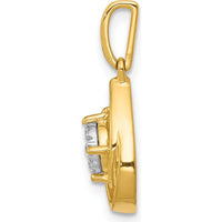 14K Yellow Gold Diamond Teardrop Pendant with Round Diamonds - 0.015 Carat Total Diamond Weight by Monteluci Fine Jewelry