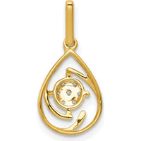 14K Yellow Gold Diamond Teardrop Pendant with Round Diamonds - 0.015 Carat Total Diamond Weight by Monteluci Fine Jewelry
