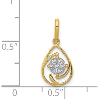 14K Yellow Gold Diamond Teardrop Pendant with Round Diamonds - 0.015 Carat Total Diamond Weight by Monteluci Fine Jewelry