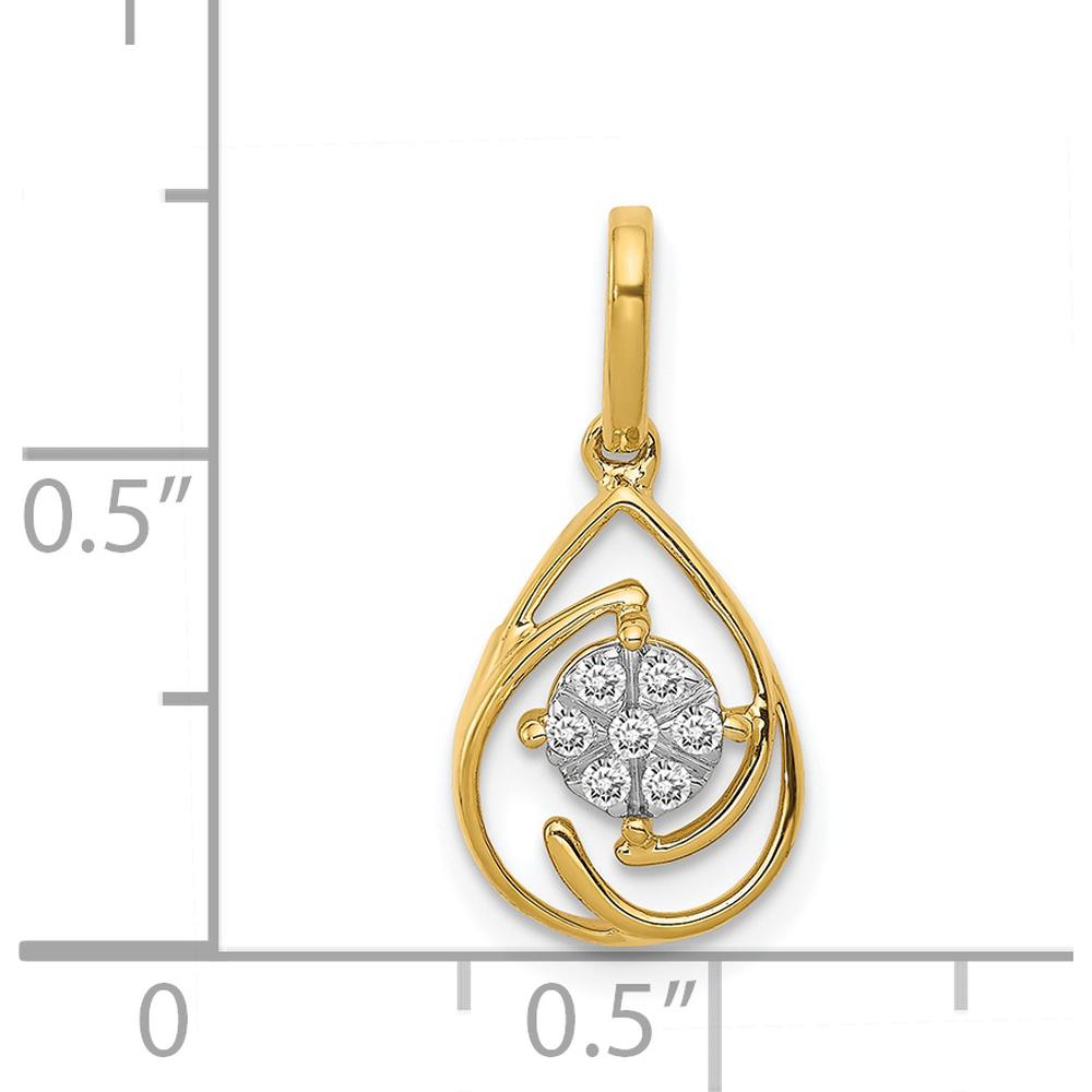 14K Yellow Gold Diamond Teardrop Pendant with Round Diamonds - 0.015 Carat Total Diamond Weight by Monteluci Fine Jewelry