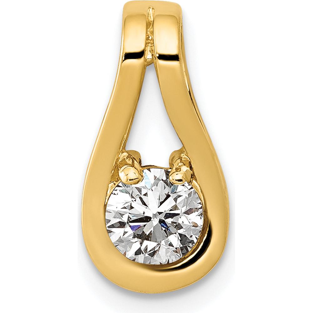 14K Yellow Gold Diamond Teardrop Pendant with Round Faceted Diamond - 0.43 Carat Total Diamond Weight by Monteluci Fine Jewelry
