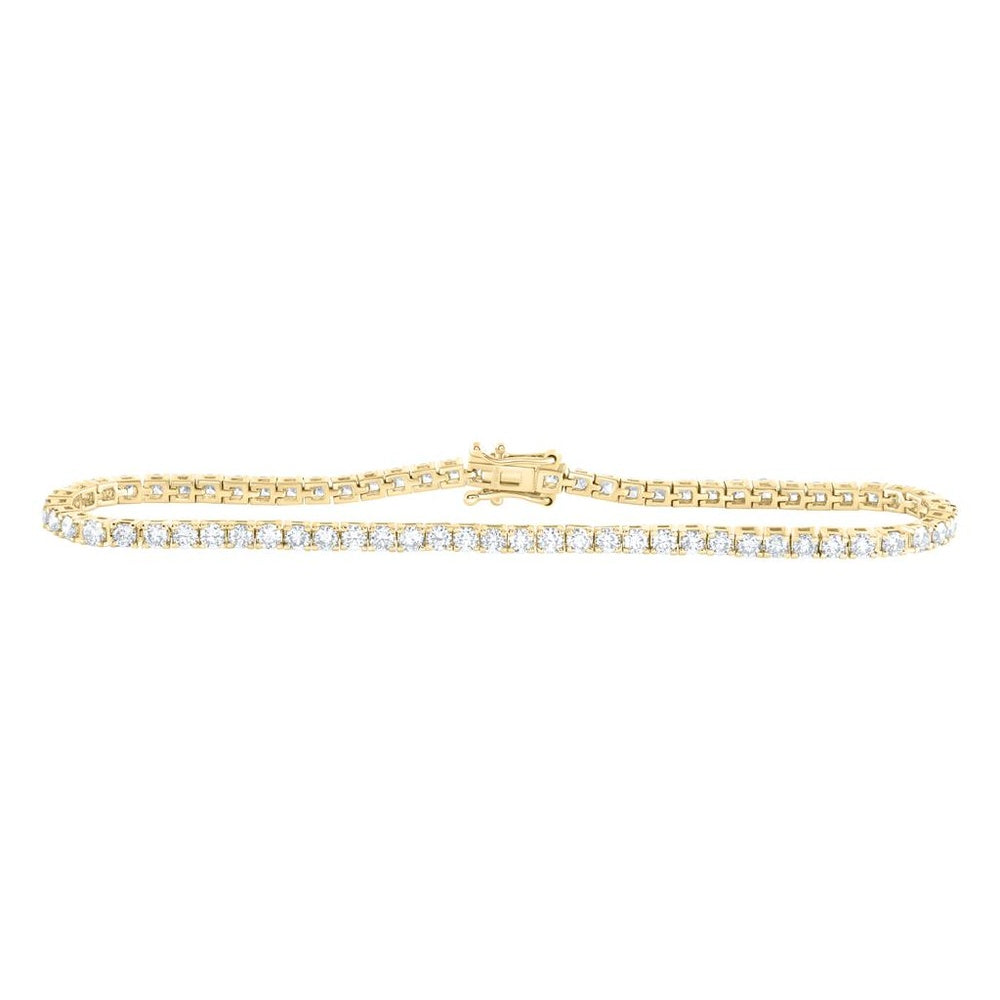 14K Yellow Gold Diamond Tennis 7-Inch Bracelet - 3 Carat Total Diamond Weight