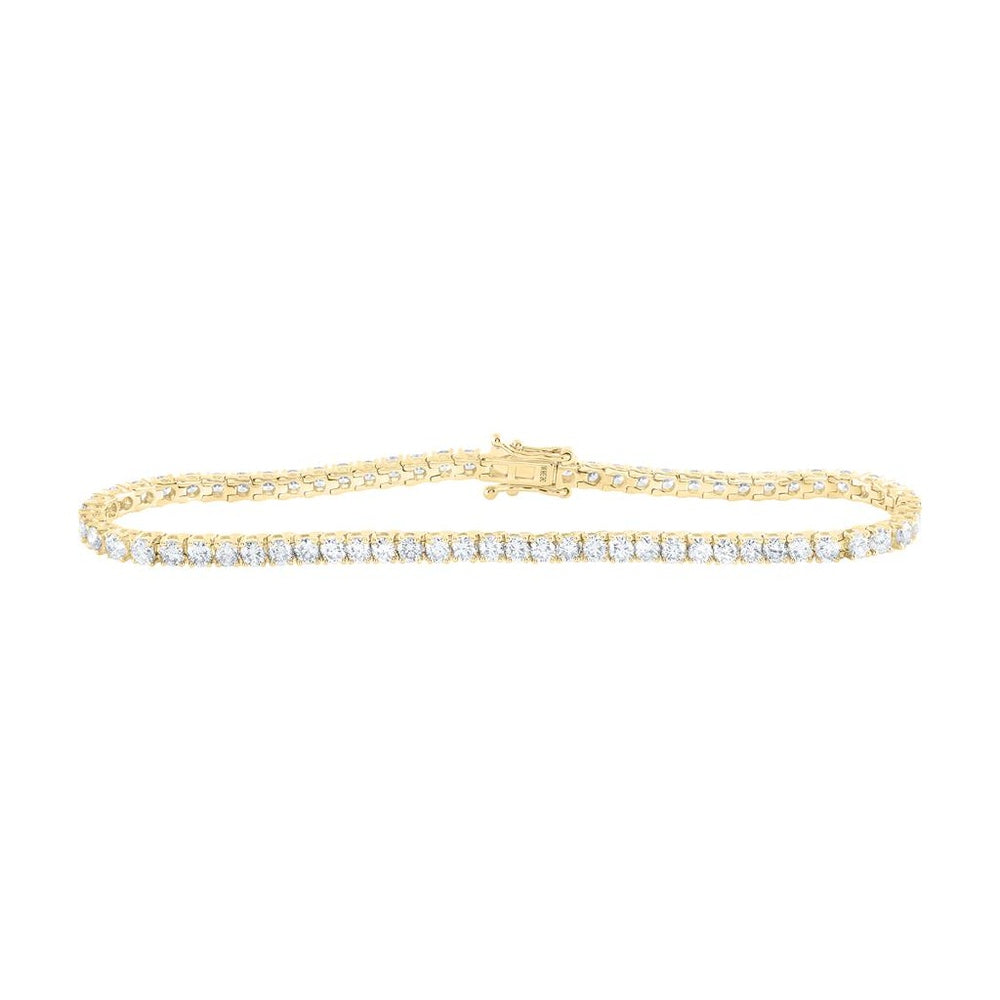 14K Yellow Gold Diamond Tennis 7-Inch Bracelet - 4 Carat Total Diamond Weight