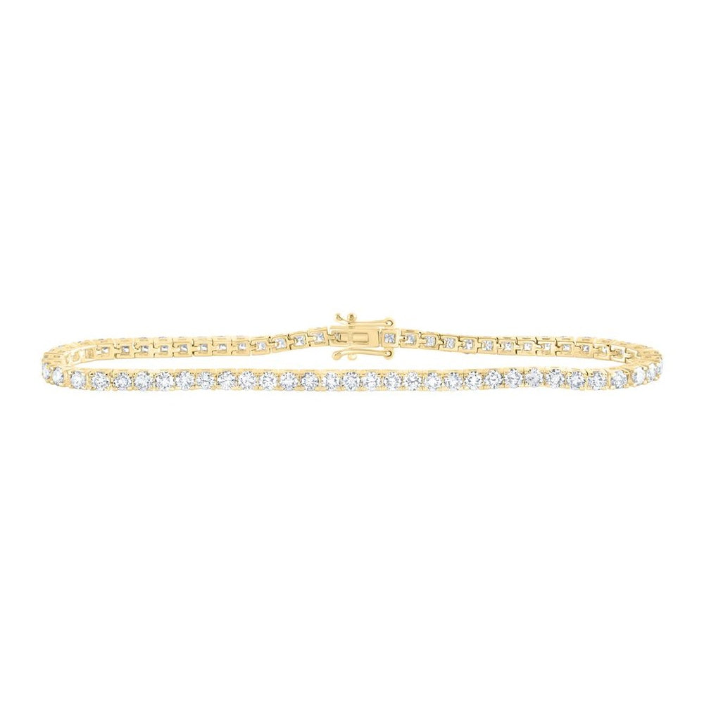 14K Yellow Gold Diamond Tennis 7-Inch Bracelet - 4 Carat Total Diamond Weight