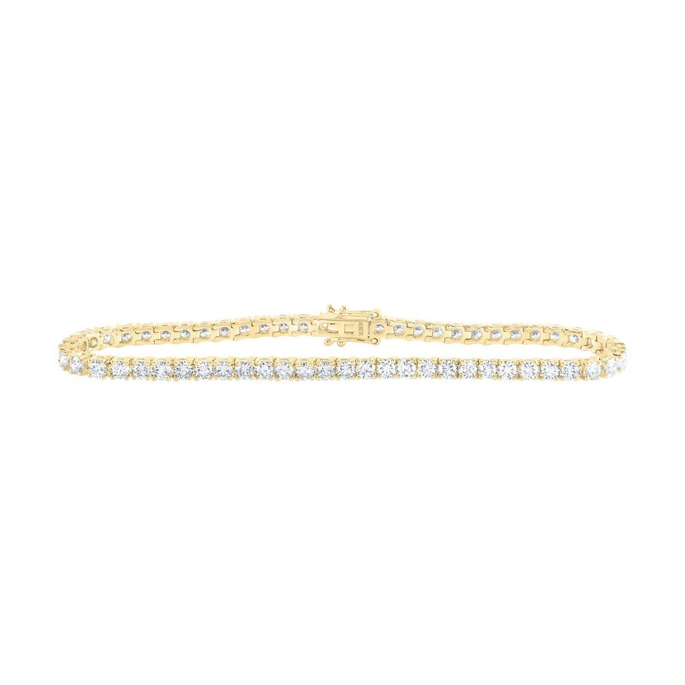 14K Yellow Gold Diamond Tennis 7-Inch Bracelet - 5 Carat Total Diamond Weight