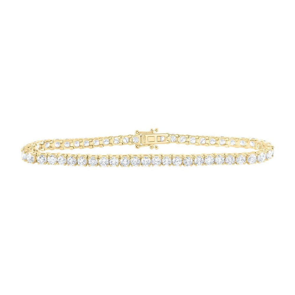 14K Yellow Gold Diamond Tennis 7-Inch Bracelet - 6 5/8 Carat Total Diamond Weight