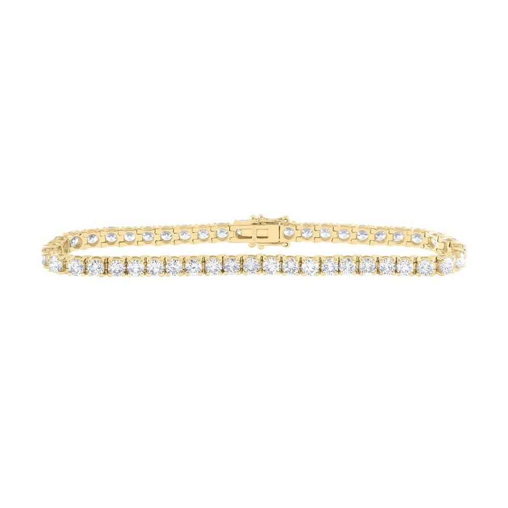 14K Yellow Gold Diamond Tennis 7-Inch Bracelet - 7 1/5 Carat Total Diamond Weight