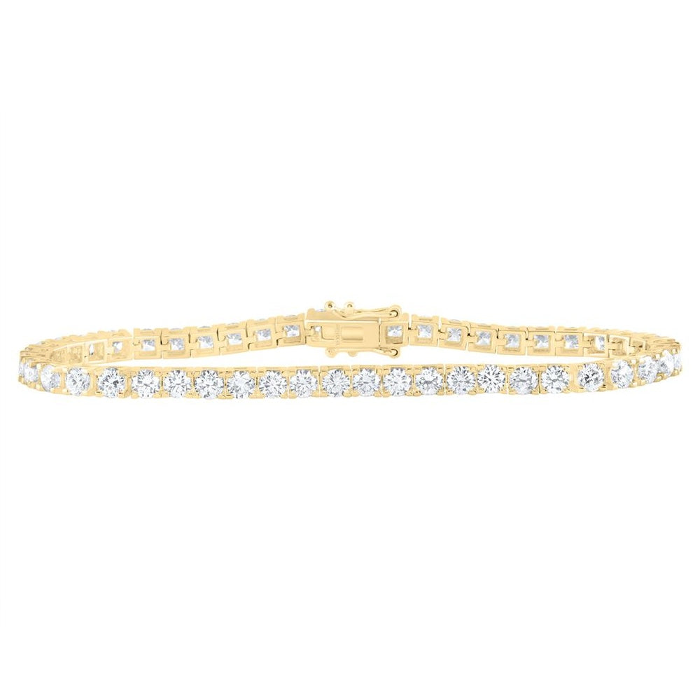 14K Yellow Gold Diamond Tennis 7-Inch Bracelet - 7 Carat Total Diamond Weight